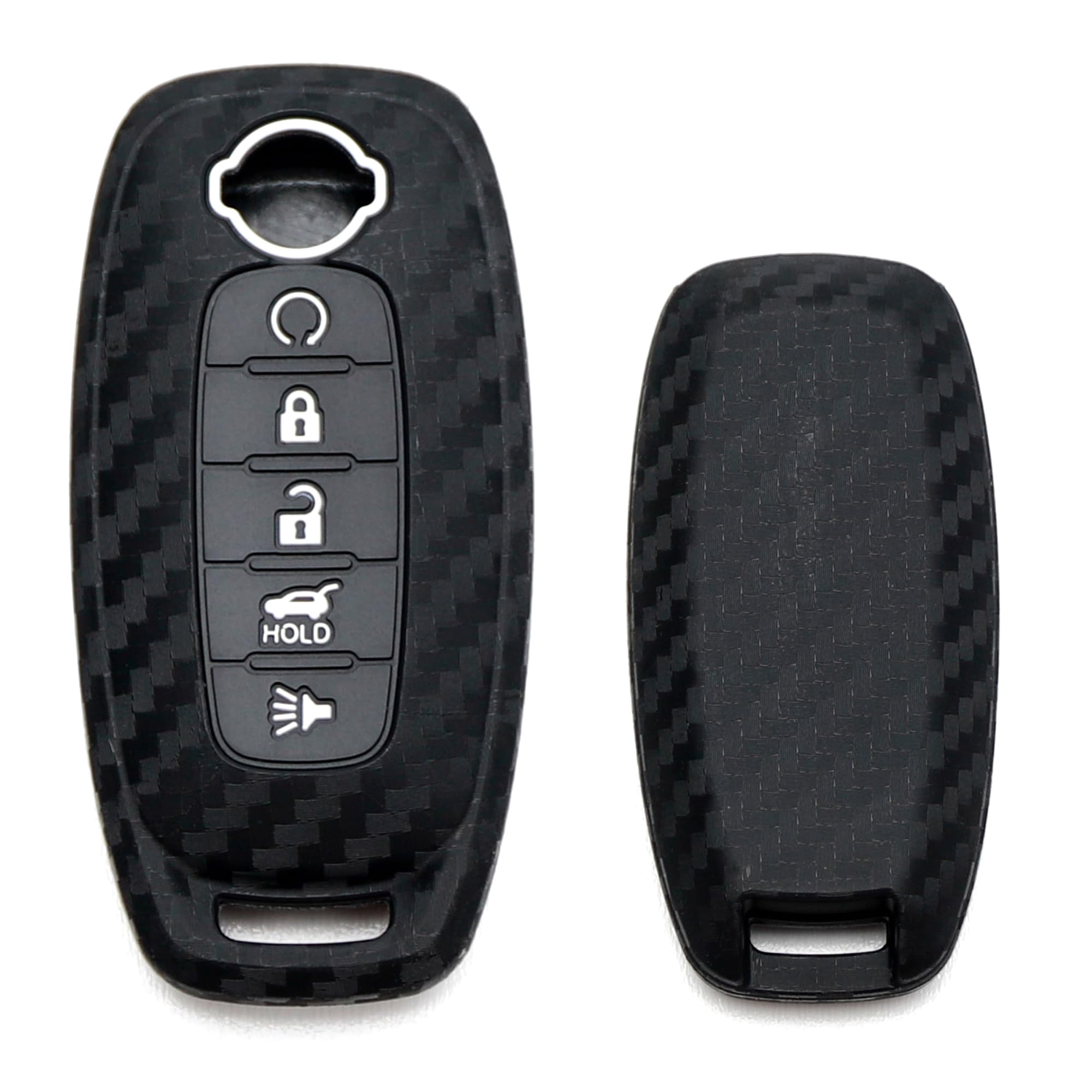Black Twill Weave Carbon Fiber Pattern Soft Silicone Key Fob Cover For ...