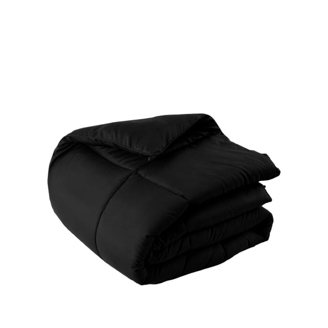Black Twin Box Stitch Microfiber Down Alternative Comforter