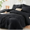 thumbnail image 1 of Black Twin Comforter Set Seersucker 5 Pieces, All Season Luxury Bed in a Bag for Bedroom, Bedding Set with Comforters, Sheets, Pillowcase & Sham, 1 of 16