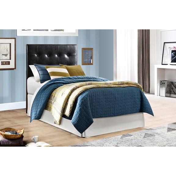 Black Twin Headboard For Bedroom - Adjustable Height 41 To 53 Inches, Faux Leather, Button , Wall Or Bed Mountable, Tall Mattress Option Black, Inches Height, Mount Wall, Warmth Intensified