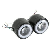 Black Twin Headlight Motorcycle Double Dual Lamp Street Fighter Universal