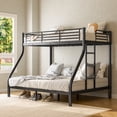 thumbnail image 1 of Black Twin Over Full Metal Bunk Bed Frame with Safety Guardrail & Ladder, Sturdy Steel Bed, Noise-Free, No Box Spring Needed for Bedroom Dorm, 1 of 8