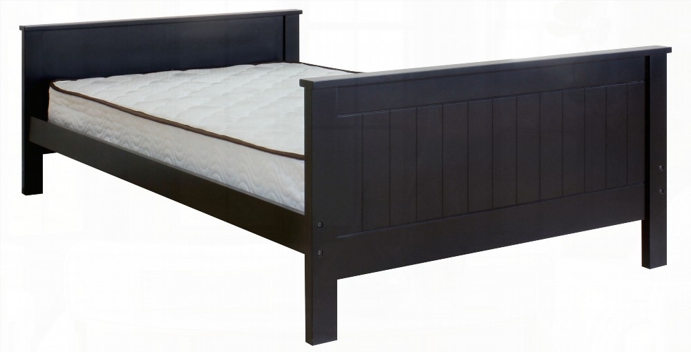 Black Twin Panel Bed with Slat and Elegant Beadboard Headboard ...