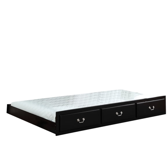 Black Twin Trundle with Faux Drawers Design - Enhance Bedroom Aesthetics