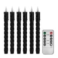 thumbnail image 1 of Black Twisted Drip Wax LED Taper Candles, 6 Pcs 9.65in Flameless Candles with Remote Timer Dimmer for Gothic Home Decor, 1 of 7