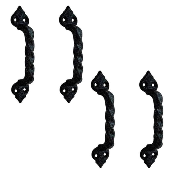 Black Twisted Wrought Iron Door Pull Handle 5 7/8" Long Decorative Dresser Pulls Rust Resistant Powder Coated Cabinet Drawer Door Pull Handles with Pack of 4