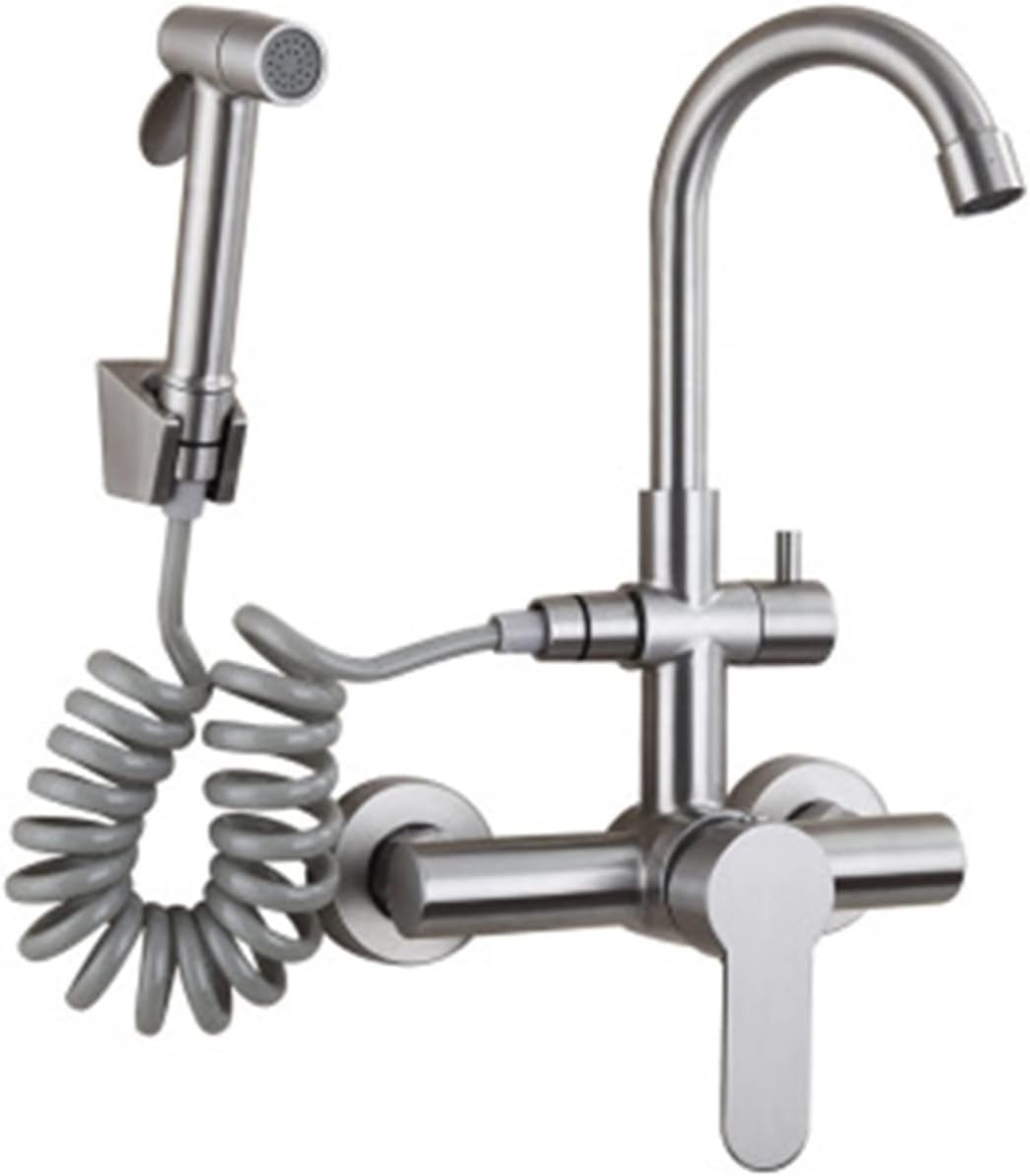 Black Two Mode Kitchen Faucet 304 Steel 360 Rotation with Handheld