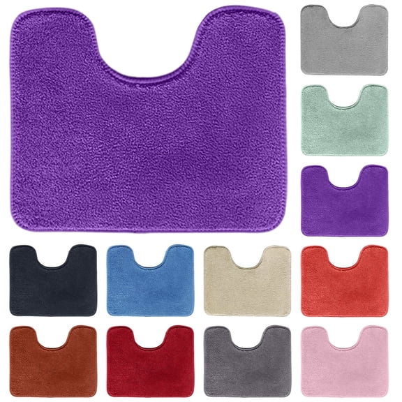 Black U-Shaped Toilet Contour Rug Washable - Plush Microfiber Bathroom Mat, Super Soft & Absorbent with Non-Slip Backing
