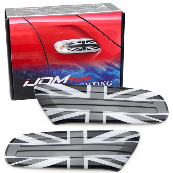 Black UK Union Jack Style Side Marker Lamp Scuttle Insert Trims For MINI Cooper F55 F56 F57 Hardtop/5-Door/Convertible
