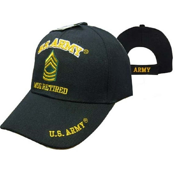 Black US Army MSG Master Sergeant Retired Hat Ball Cap Veteran E-8