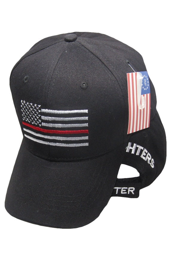 Black USA Fire Thin Red Line Cap Low Profile Hat Baseball Support Fire Fighters