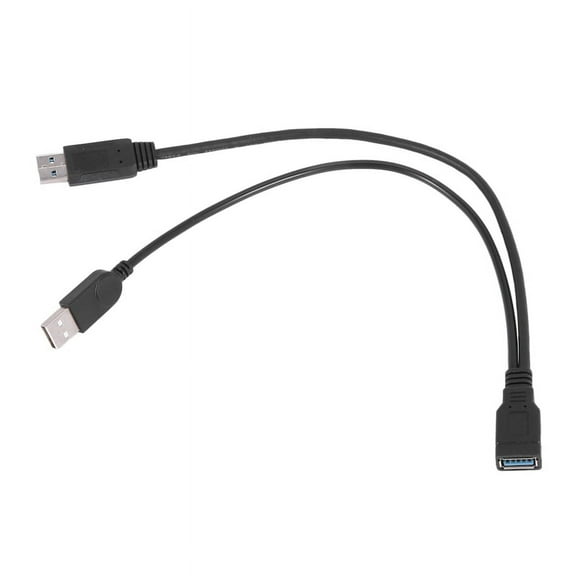Black USB 3.0 Female to Dual USB Male Y Cable for 2.5 inch Hard Disk