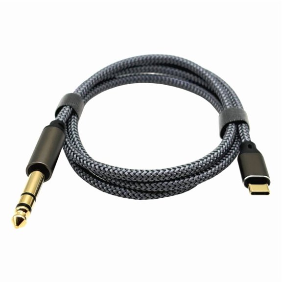 Black USB C to 6.5mm Extender Cable Connection Line Male to Male Adapter Cord for Phones Tablets