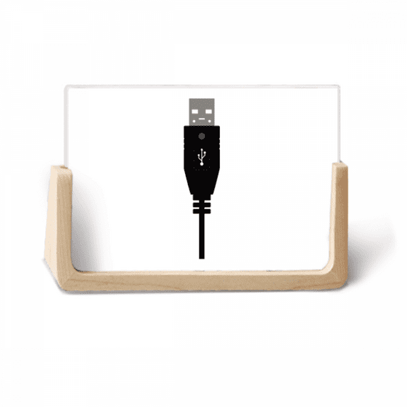 Black USB Plug Charging Cable Pattern Photo Wooden Photo Frame Tabletop Display