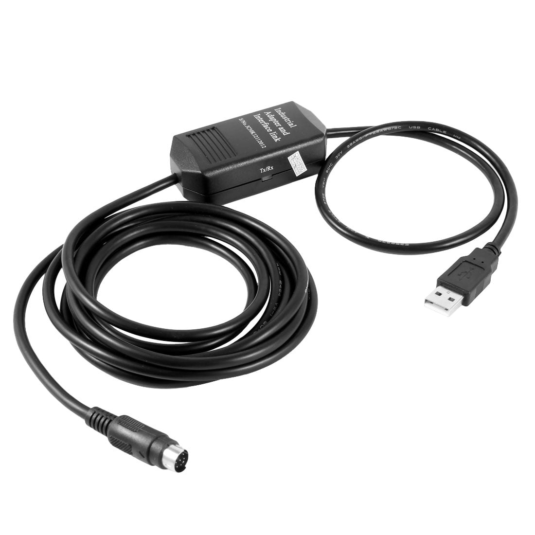 Black USB to RS422 PLC Programming Cable 3 meters for