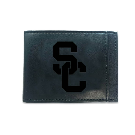 Black USC Trojans Hybrid Leather Front Pocket Bi-Fold Wallet with Money Clip
