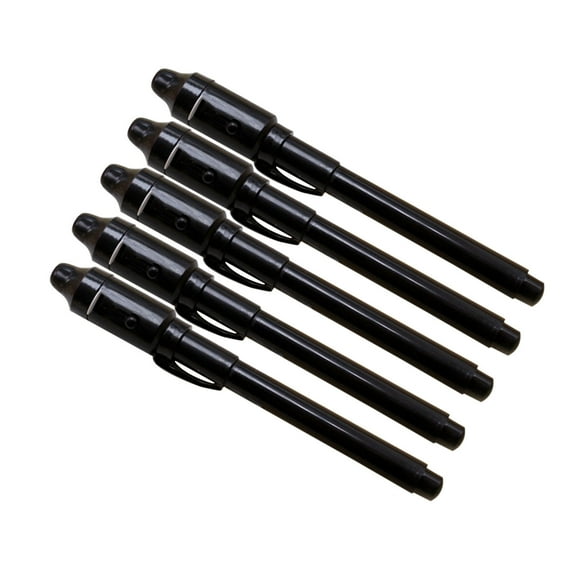 Black UV LED Lamp Pen, 5 Pack, Large Head UV Detector for Invisible Ink, Currency Verification, and Fluorescent Markers, 2ml