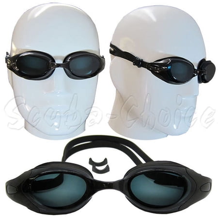 Black UV Nearsighted Prescription Corrective Optical RX Lenses Swimming Goggles (-5.5)