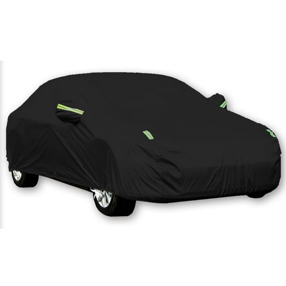 Black UV Protection Car Cover, Waterproof Windproof Dustproof Scratch Resistant Outdoor, Universal Full Car Covers for Hatchback Sedan