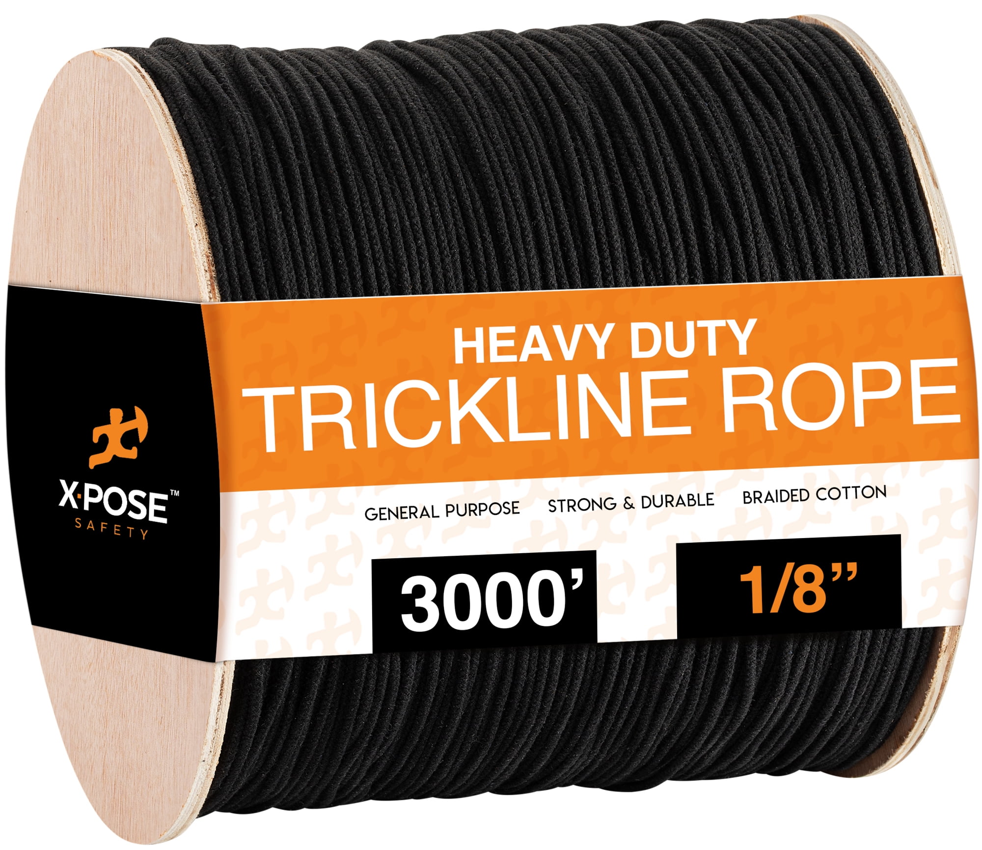 Black Unglazed Trickline Rope - 3,000 ft x 1/8 inch Theatrical Tie Line  Heavy Duty Spool, Cable Management and Wire Tie - for Theatre, Stage Decor