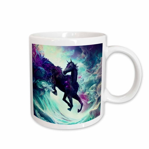 3drose, Black Unicorn Ai Generated Art, 11oz Mug