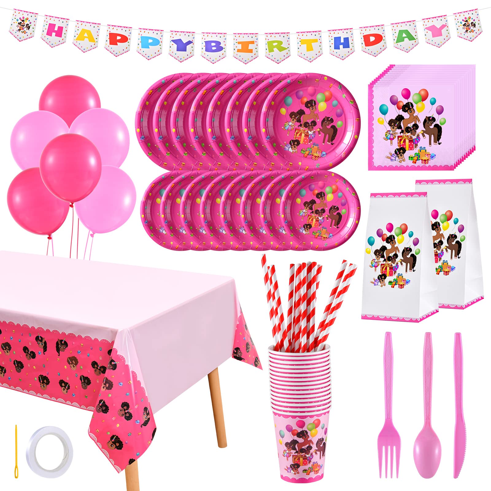 Black Unicorn Birthday Party MMF7 in a Box for 15 guests (150 pieces