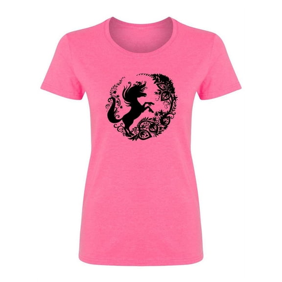 Black Unicorn Silhouette Design Shaped T-Shirt Women -Image by Shutterstock, Female Large
