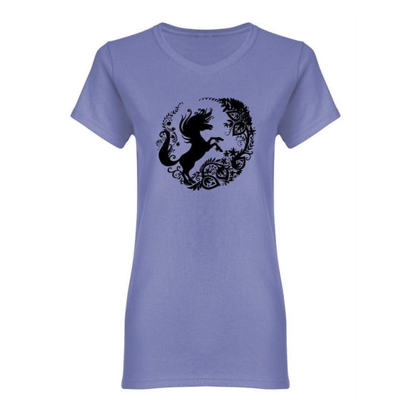 Black Unicorn Silhouette Design Shaped T-Shirt Women -Image by Shutterstock, Female Small