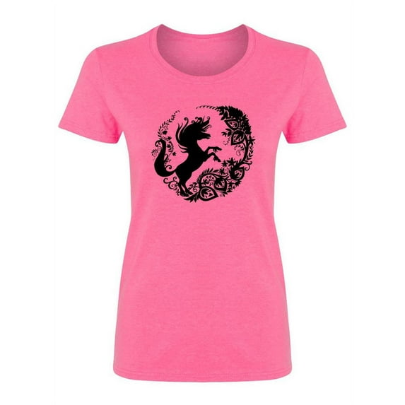 Black Unicorn Silhouette Design Shaped T-Shirt Women -Image by Shutterstock, Female XX-Large