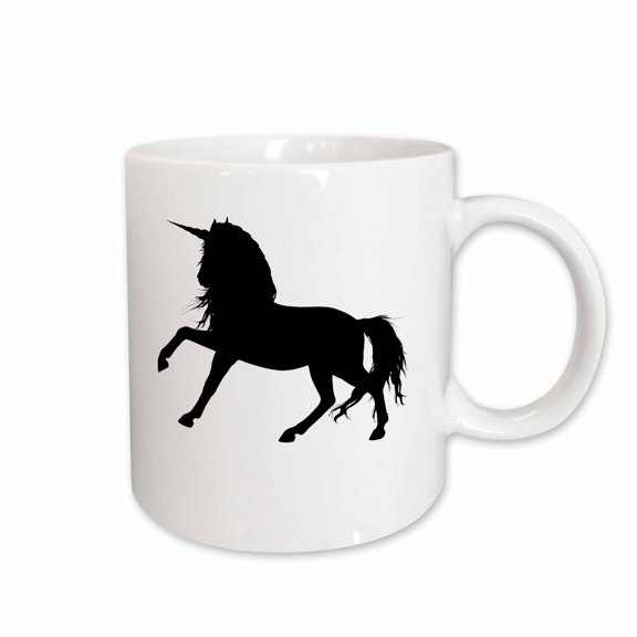3drose, Black Unicorn White Background Fantasy Symbol Sign Horse Pony, 15oz Mug