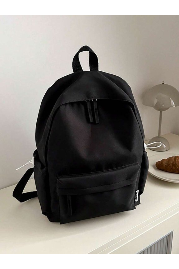 Black Unisex 28L Waterproof Polyester Backpack with Side Pockets