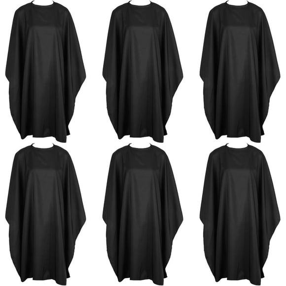 Black Unisex 6 Pack Hair Cut Capes, 59x47 In, Waterproof, Adjustable, Salon Barber Cape for Hair Stylists and Home Use