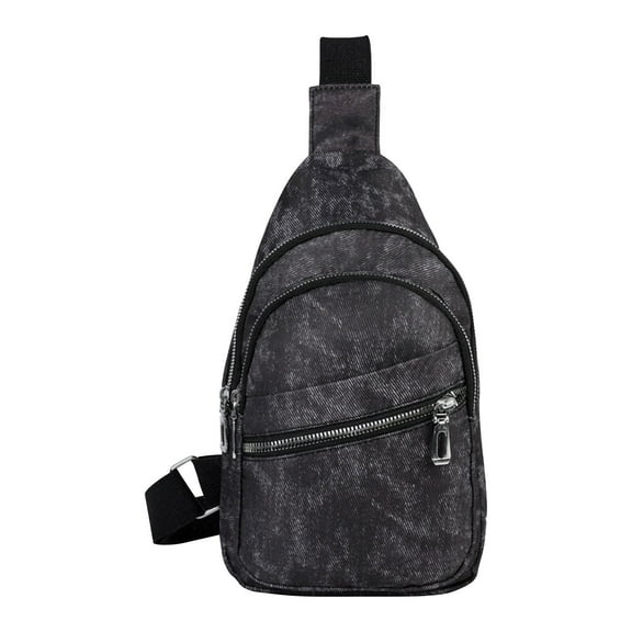 Black Unisex Chest Pack For Running Hiking Travel Hands Free Waist Bag 30X17X8Cm Multi-Pocket