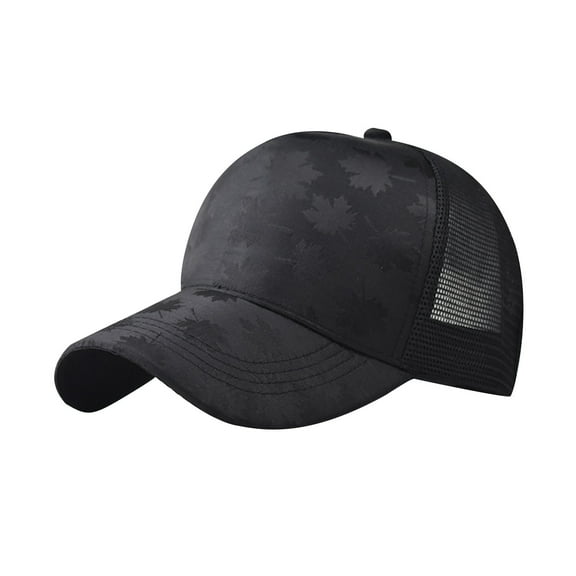 Black Unisex New Maple Leaf Baseball Cap Brim Hat Fashion Breathable Headwear Black Color All Seasons Head Circumference 21.26-23.62 Inch Cotton