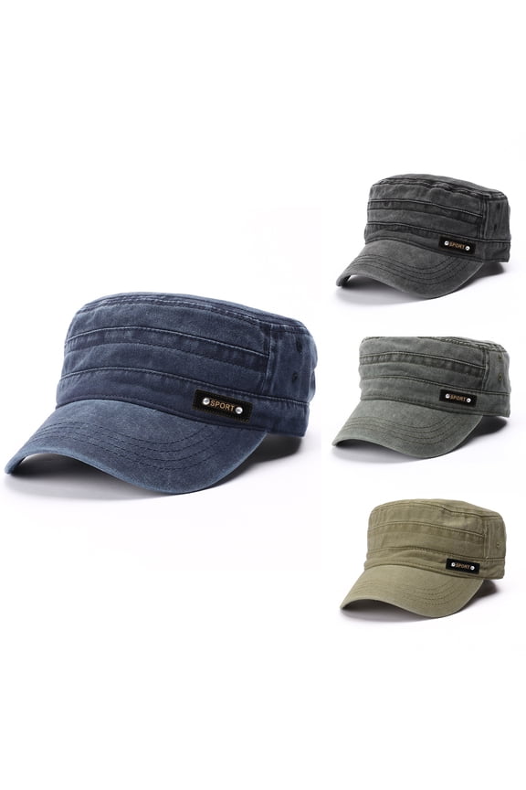 Black Unisex Vintage Washed Unstructured Baseball Cap Flat Top Hat Polyester UPF 50 Unstructured Hat with Foldable Long Large Bill One Size