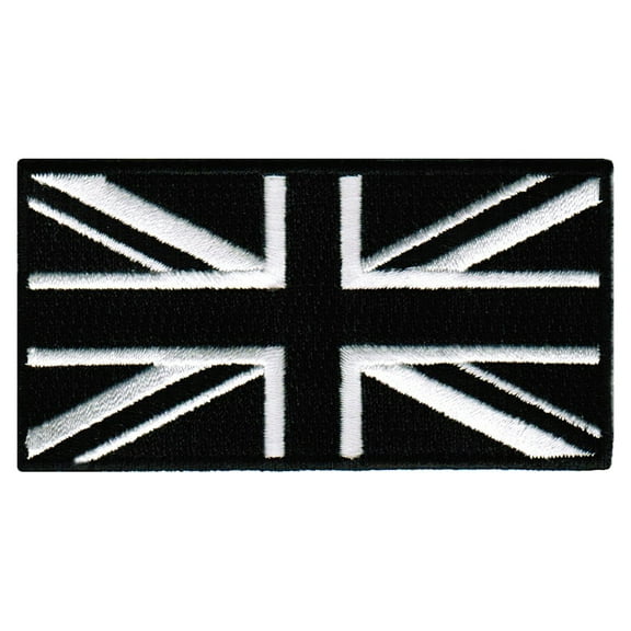Black United Kingdom Flag Embroidered Iron-on Patch