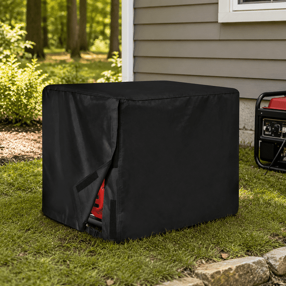 Black Universal Generator Cover, 600D Oxford Heavy Duty Waterproof Weatherproof Protector, UV Dust Resistant Cover for 5500-15000 Watt Portable Generator, 32"24"24"