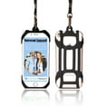 thumbnail image 1 of Black Universal Lanyard & Card Holder, Cell Phone Tether Neck Strap Silicone Smartphone Case Compatible w/ iPhone 5 6 6S 7 8 8 Plus Galaxy S8 S9 Note 8 9 and Most Smartphones, 1 of 5