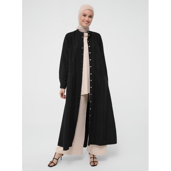 Black - Unlined - Button Collar - Topcoat - Refka