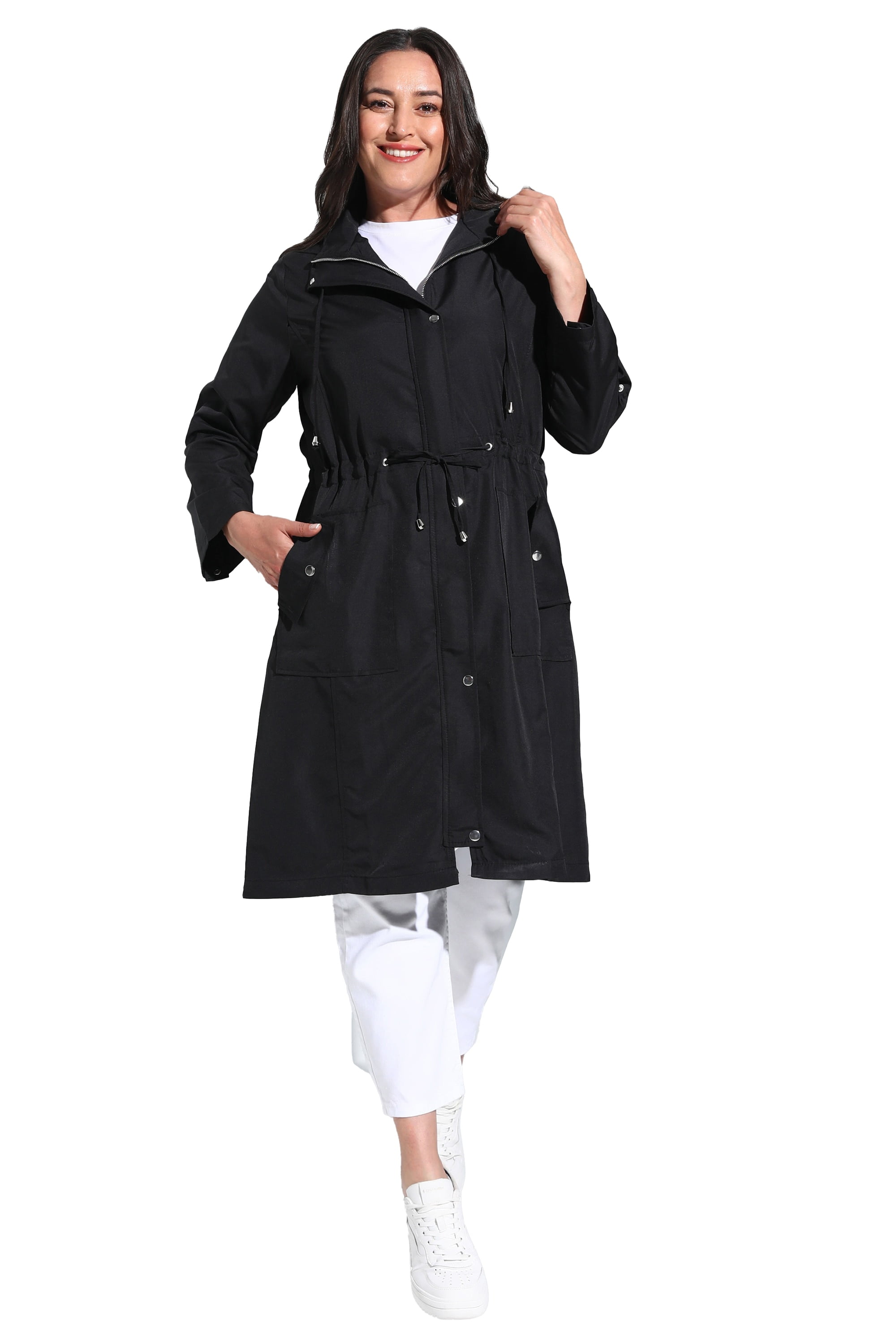 Black Unlined Plus Size Trench coat Alia