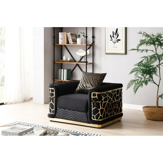 Black Upholstered Material - Art Deco Design with Stylish Patterns - Various Home Spaces - Durable and Ready to Decorate