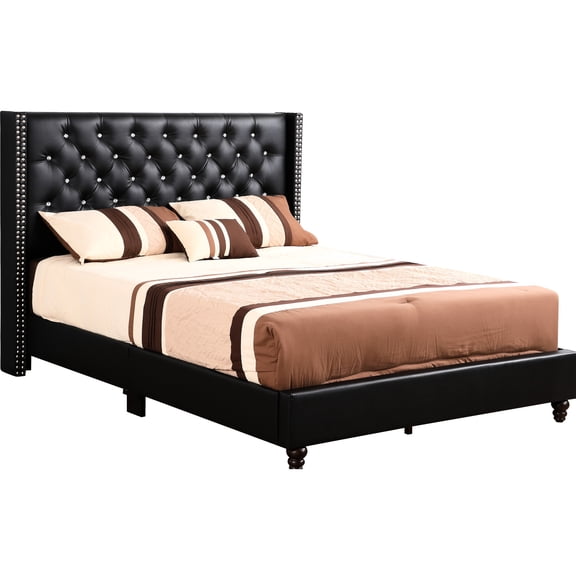 Black Upholstered Queen Bed With And Comfortable Design - 50"h X 86"w 66"d, Foam Filler, Build, Quick Installation Luxury Feel 86"d 66"w 50"h, Filled, Materials, Assembly