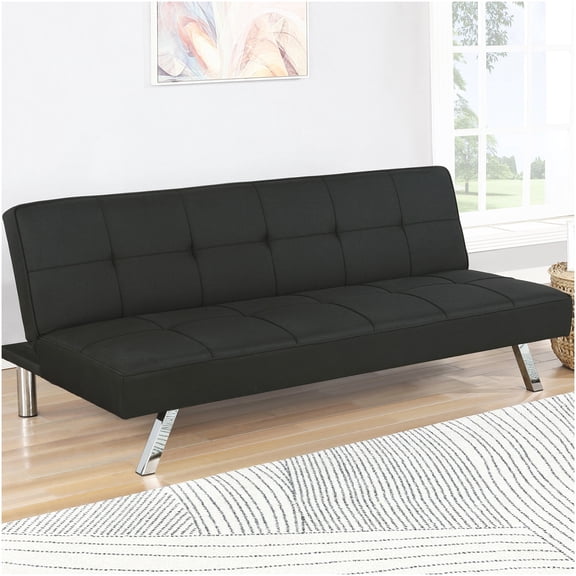 Black Upholstered Sofa Bed Convertible with Tufted Design