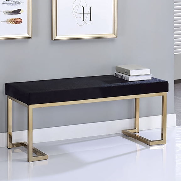Black Upholstered and Metal Base | Bedroom Bench for a Contemporary Seating Look