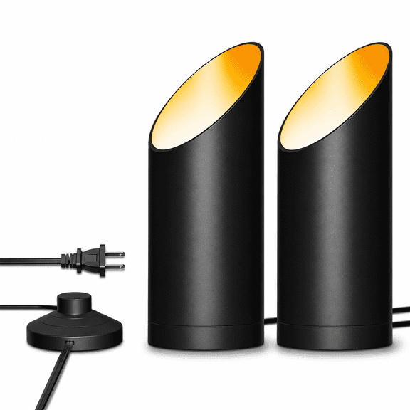 Black Uplight Floor Can Lights, 2 Pack, Indoor Accent Lighting