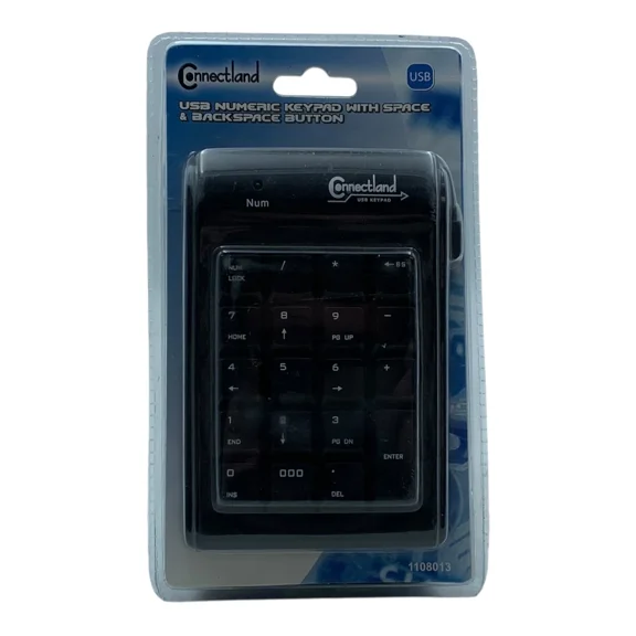 Black Usb Cable 19-Key Numeric Keypad W/Space & Backspace Button Connectland New