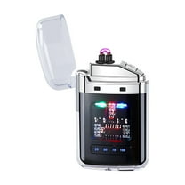 Black Usb Rechargeable Arc Lighter, Windproof Flameless Plasma Lighter For Camping Hiking Outdoor, Led Light With Safety Lock, 2.59X1.57X0.74In 0.11Lb