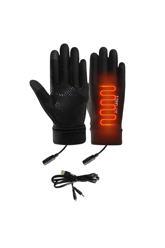 Black Usb Thermal Gloves For Cold Protection With Touchscreen Compatibility And Durable Polyester Material For Extended Outdoor Wear