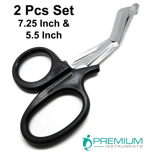 Black Utility Scissors 5.5" & 7.25" Multi-Purpose Diy Ems Universal 2 Shears Set
