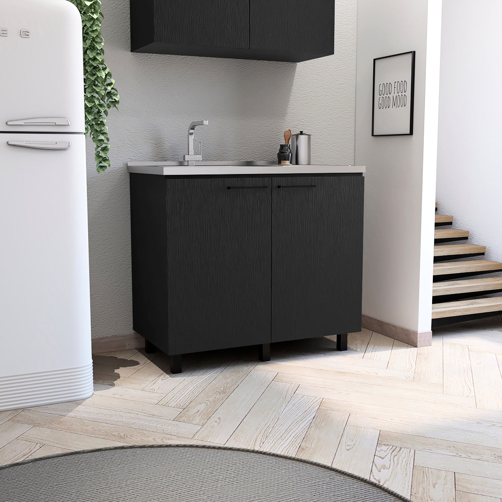 Black Utility Sink, Spacious Interior Shelf / Keep Kitchen Neat, Durable Fixture